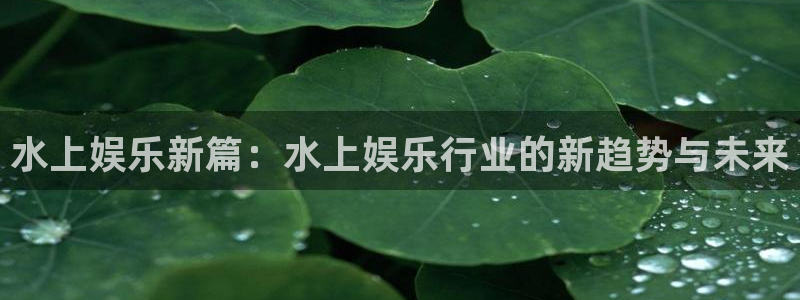 500彩票网3代理：水上娱乐新篇：水上娱乐行业的新趋势与未来